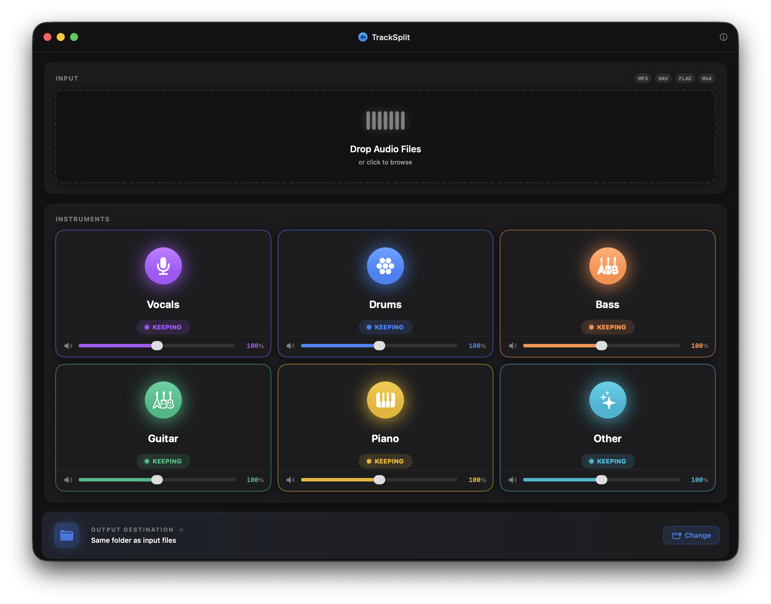TrackSplit app interface